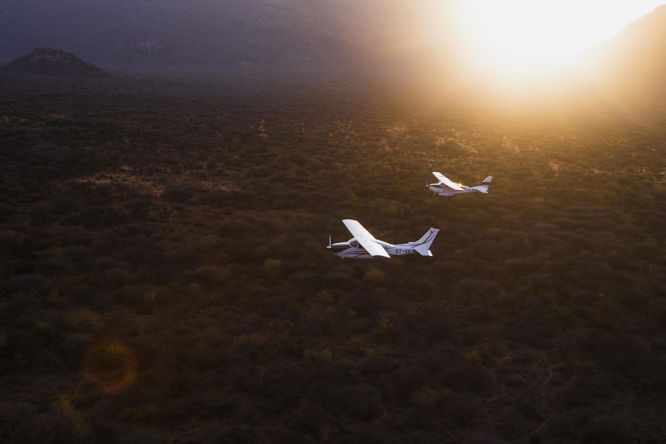 Aerial view of Tanzania safari landscape and national parks